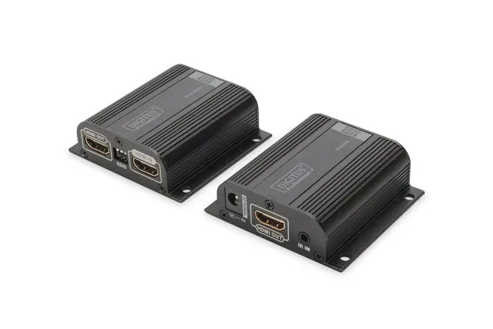 DIGITUS DS-55100-1 Digitus Hdmi Sinyal Uzatma Cihazı, Alıcı (Receiver) ve Verici (Transmitter) Birim dahil, 50 metre, HDCP uyumlu, EDID desteği mevcut, PoE özelliğine sahip, Loop-çıkış port'a sahip, maksimum çözünürlük 1080p