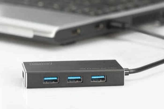 DIGITUS DA-70240-1 Digitus 4 Port USB 3.0 Hub, 5V/2A güç adaptörü dahil, alüminyum