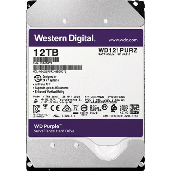WESTERN DIGITAL Wd 12 Tb Wd121Purp 3.5 Purple Sata3 72000Rpm 256Mb 7/24 Güvenlik Hdd