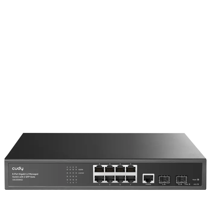 Cudy Gs2008S2 8 Port 10/100/1000 Yönetilebilir 2 Sfp (1Gb) Rack Mount Switch