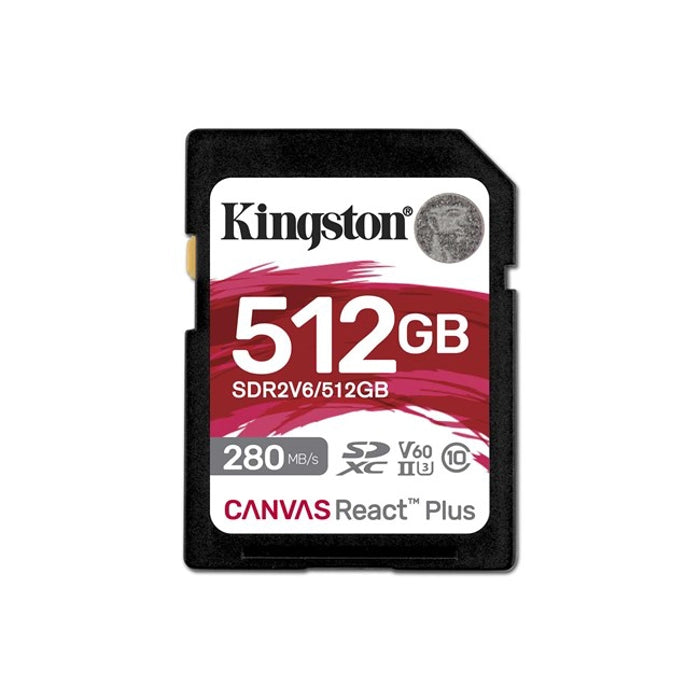 Kingston 512G Sdxc Canvas React Plus (280-150)Mb/S Sdr2V6/512Gb