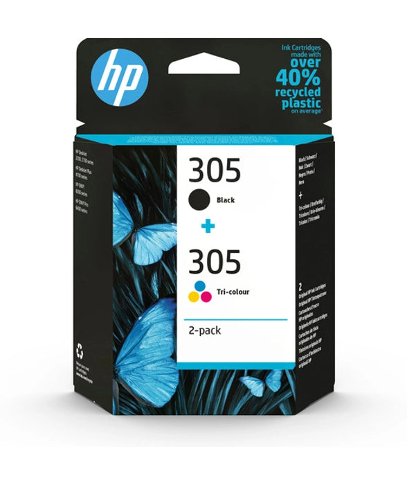 HP 6Zd17Ae - Hp 305 2-Pack Tri-Color/Black Original Ink Cartridge