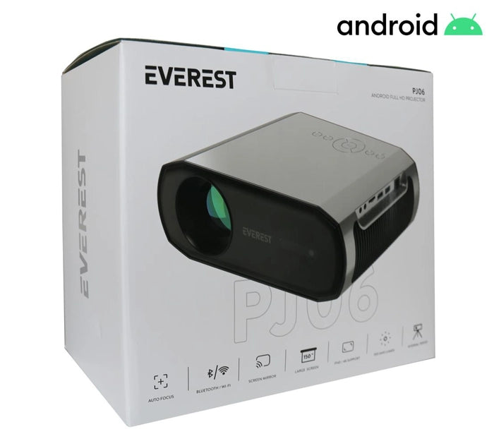 Everest Pj06 Gri- Siyah 1080P 9800 Lümens Tripodlu Android 9.0 4K Destekli Full Hd Projeksiyon Cihaz