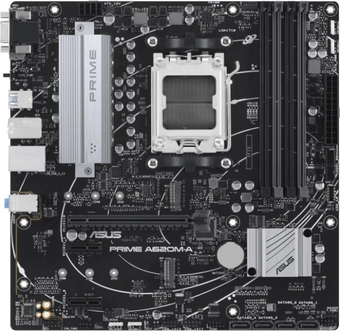 ASUS MB PRIME A620M-A-CSM AMD A620M-A-CSM AMD A620 AM5 DDR5 6400 DP HDMI VGA Çift M2 USB3.2 AURA RGB mATX UCRETSIZ UZAKTAN YONETIM YAZILIMI ASUS 5X PROTECTION III