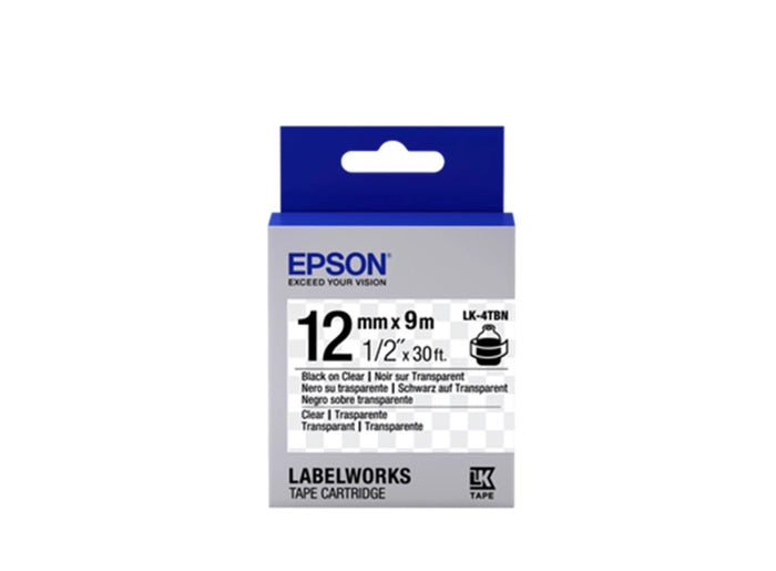 Epson LK-4TBN Şeffaf Üzeri Siyah 12mm 9Metre Etiket