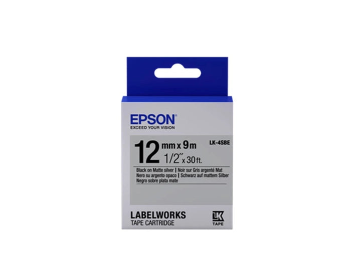 Epson LK-4SBE Gümüş Üzeri Siyah 12mm 9Metre Etiket