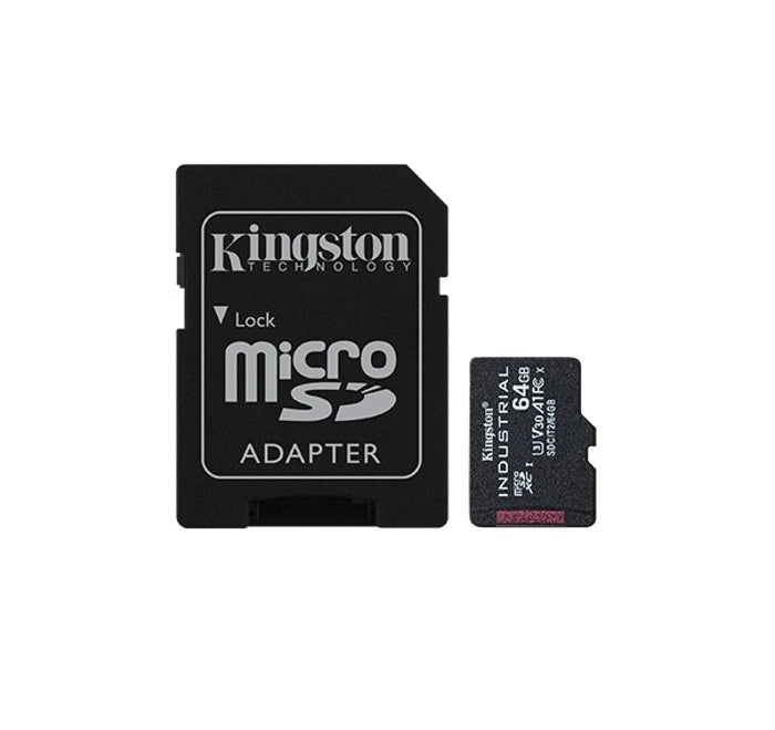 Kingston SDCIT2/64GB 64GB microSDXC Industrial C10 A1 pSLC Card + SD Adapter