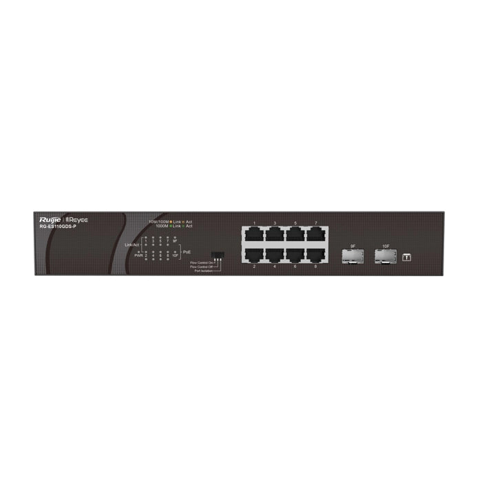 Ruijie Reyee 10Port RG-ES110GDS-P 8Port Gigabit PoE +SFP Yönetilemez Switch