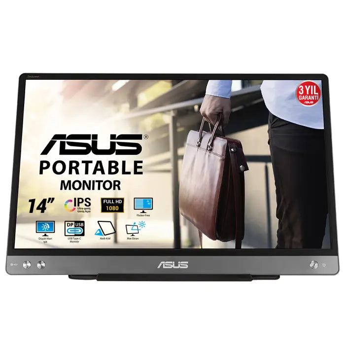 ASUS ZENSCREEN MB14AC 14 IPS 1920X1080 5MS 60HZ 250CD USB-C 3YIL MAT EKRAN USB-C TO A ADAPTOR DÜŞÜK MAVI IŞIK TAŞINABILIR USB MONITOR