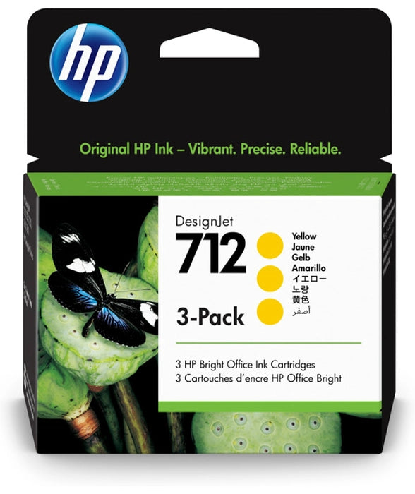 HP 3ED79A - HP 3ED79A 712 3-Pack 29-ml Yellow Design