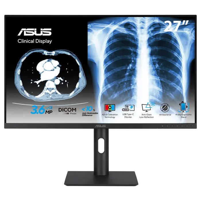 ASUS KLİNİK MONİTÖR MH2741A 27 IPS 3.6MP 2560x1440 5ms 75Hz 350cd DP HDMI USB-C YOK VESA 3YIL AGLR  DICOM PART 14 GSDF  DICOM ÖN AYARI OTOMATİK KALİBRASYON  JND %10 ANTİBAKTERİYAL KAPLAMA DAISY CHAIN