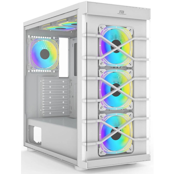 PowerBoost JBST-PBGR222BW Full Beyaz Tempered Glass 7xARGB Fanlı Kasa (PSU Yok)