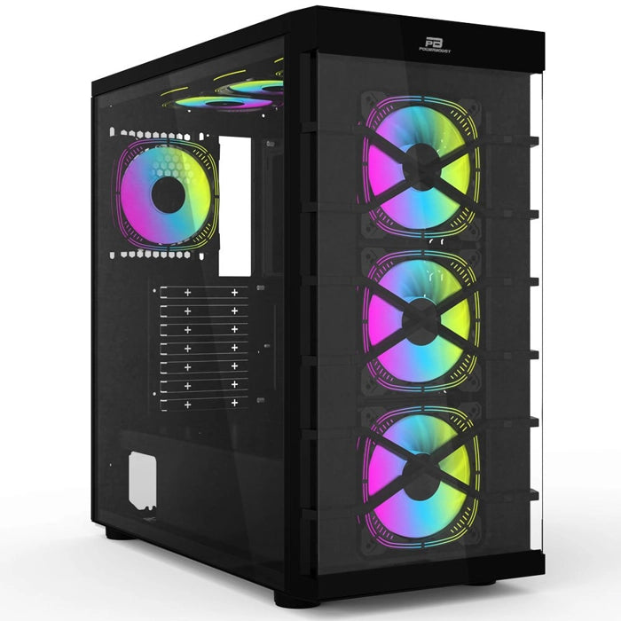 PowerBoost JBST-PBGR222BB Full Siyah Tempered Glass 7xARGB Fanlı kasa (PSU Yok)