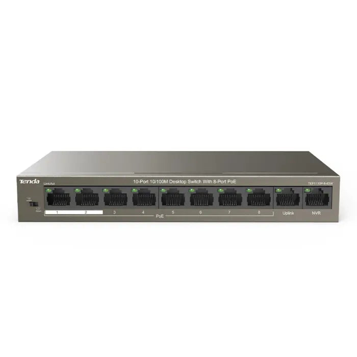 TENDA TEF1110P-8-63W 10 PORT 10/100 8 PORT POE 63WATT YONETILEMEZ DESKTOP SWITCH