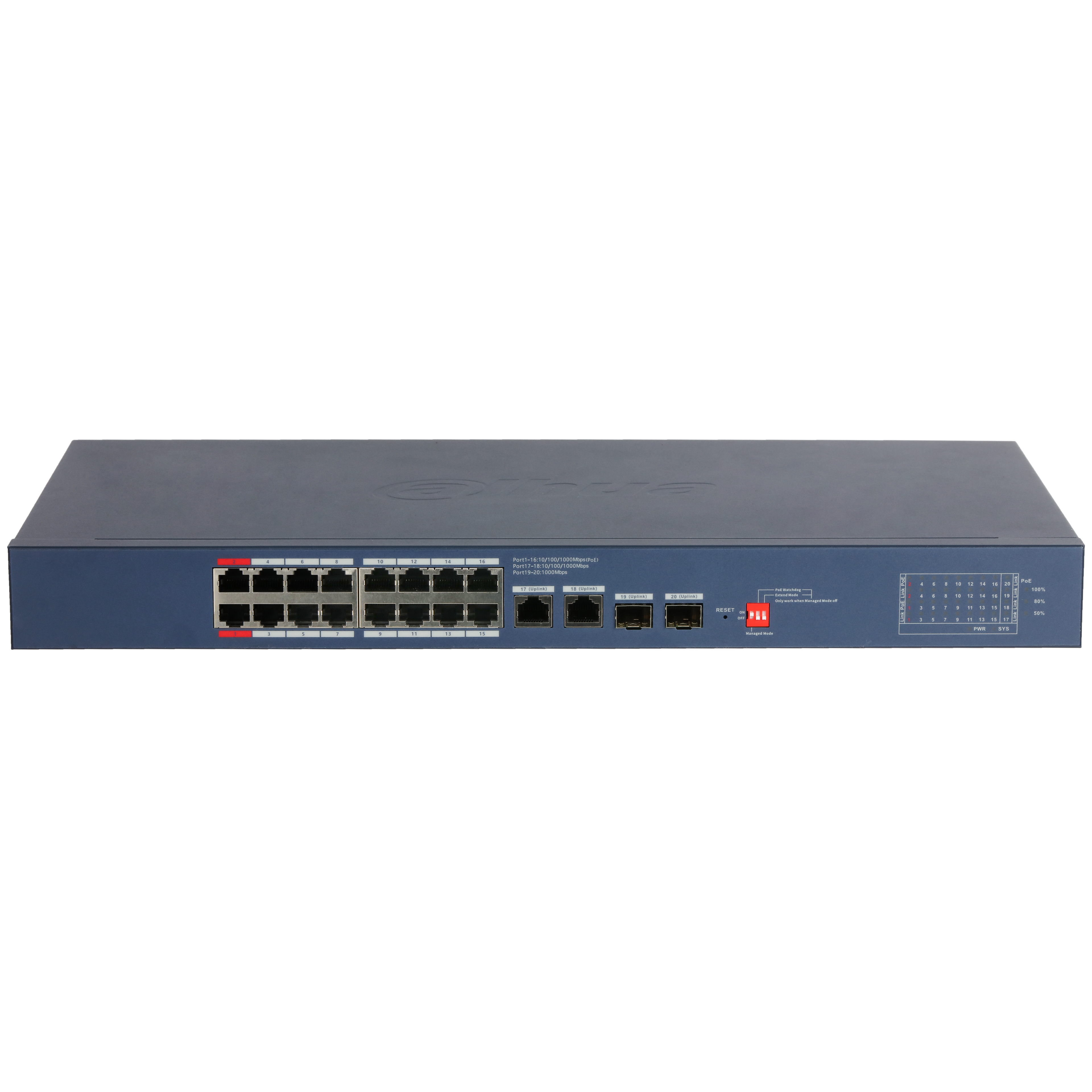 Dahua CS4220-16GT-190 16 Port PoE Switch Ağ Anahtarı