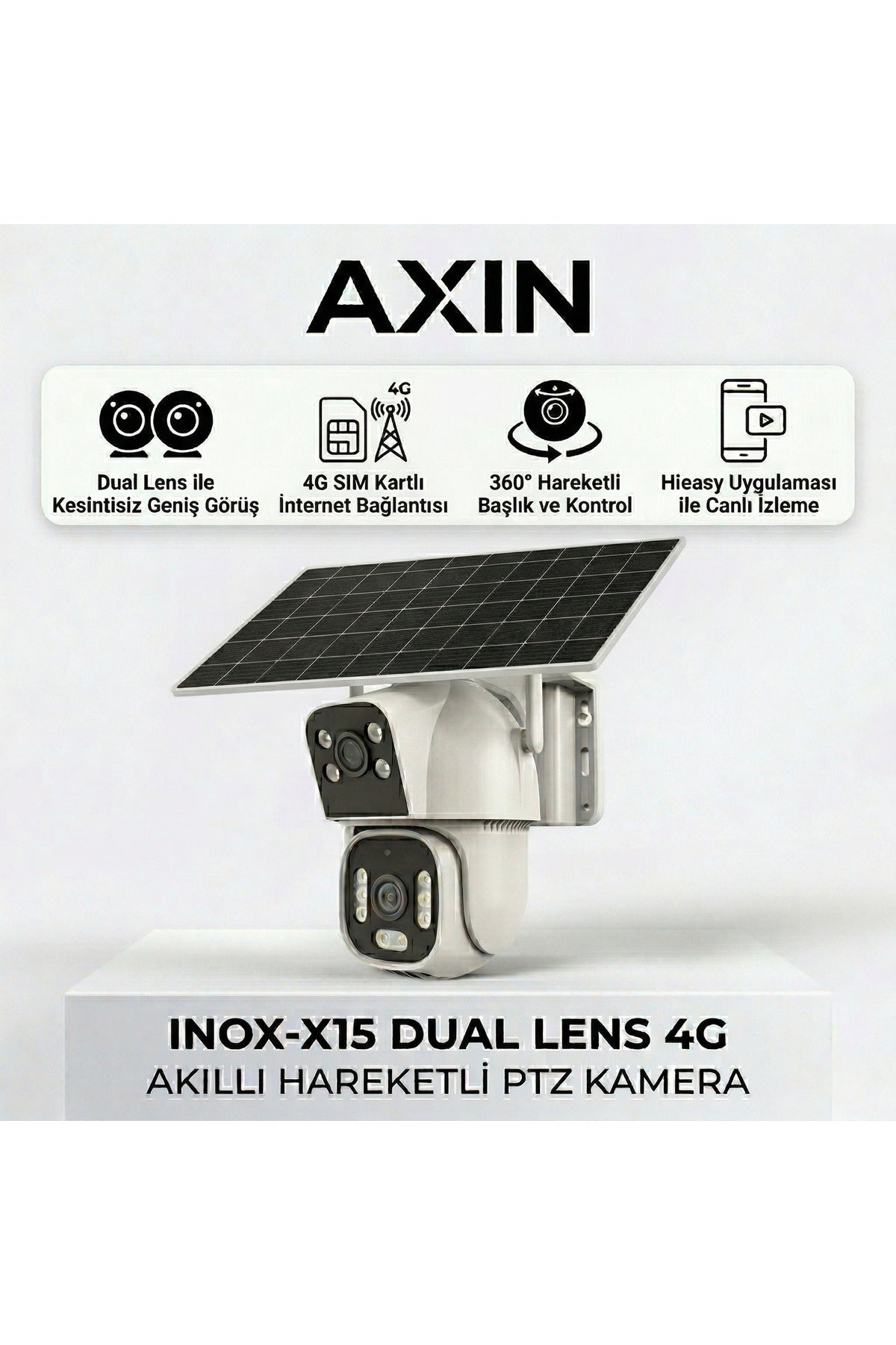 INOX X15 Çift Lensli 4G SIM Kartlı 360° PTZ Güvenlik Kamerası | Hieasy AOV
