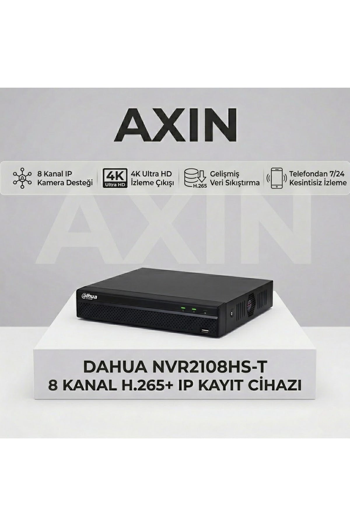 Dahua NVR2108HS-T 8 Kanal H.265+ 4K Destekli Profesyonel IP NVR Kayıt Cihazı
