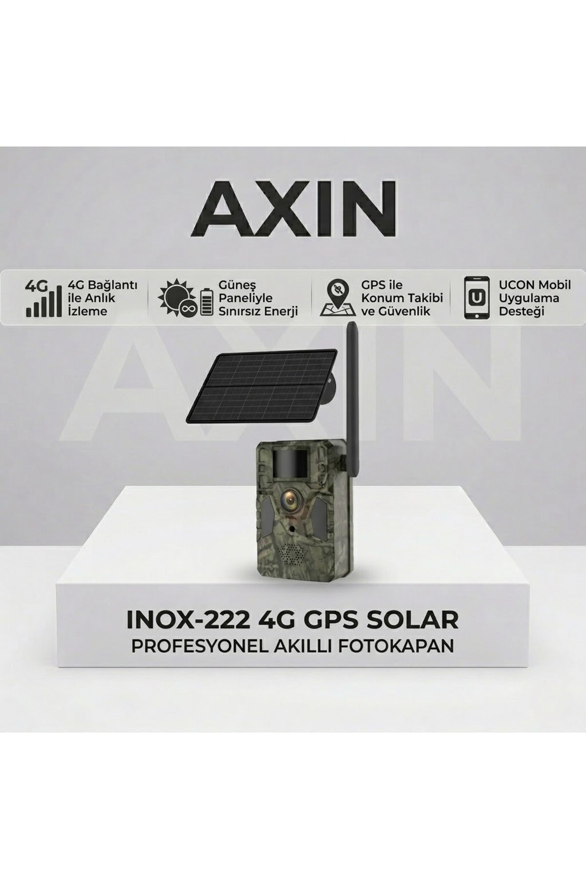 INOX-222 4G GPS Solar Güneş Enerjili Kablosuz Fotokapan Arazi Güvenlik Kamerası