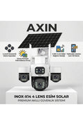 INOX X14 4 Lensli E-SIM Destekli Solar Güneş Enerjili 4G Kablosuz Akıllı Güvenlik Kamerası