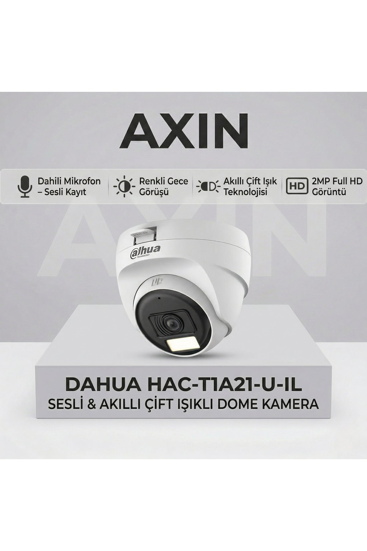 Dahua HAC-T1A21-U-IL 2MP Sesli Akıllı Çift Işıklı Renkli Gece Görüşlü 2.8mm Dome Kamera