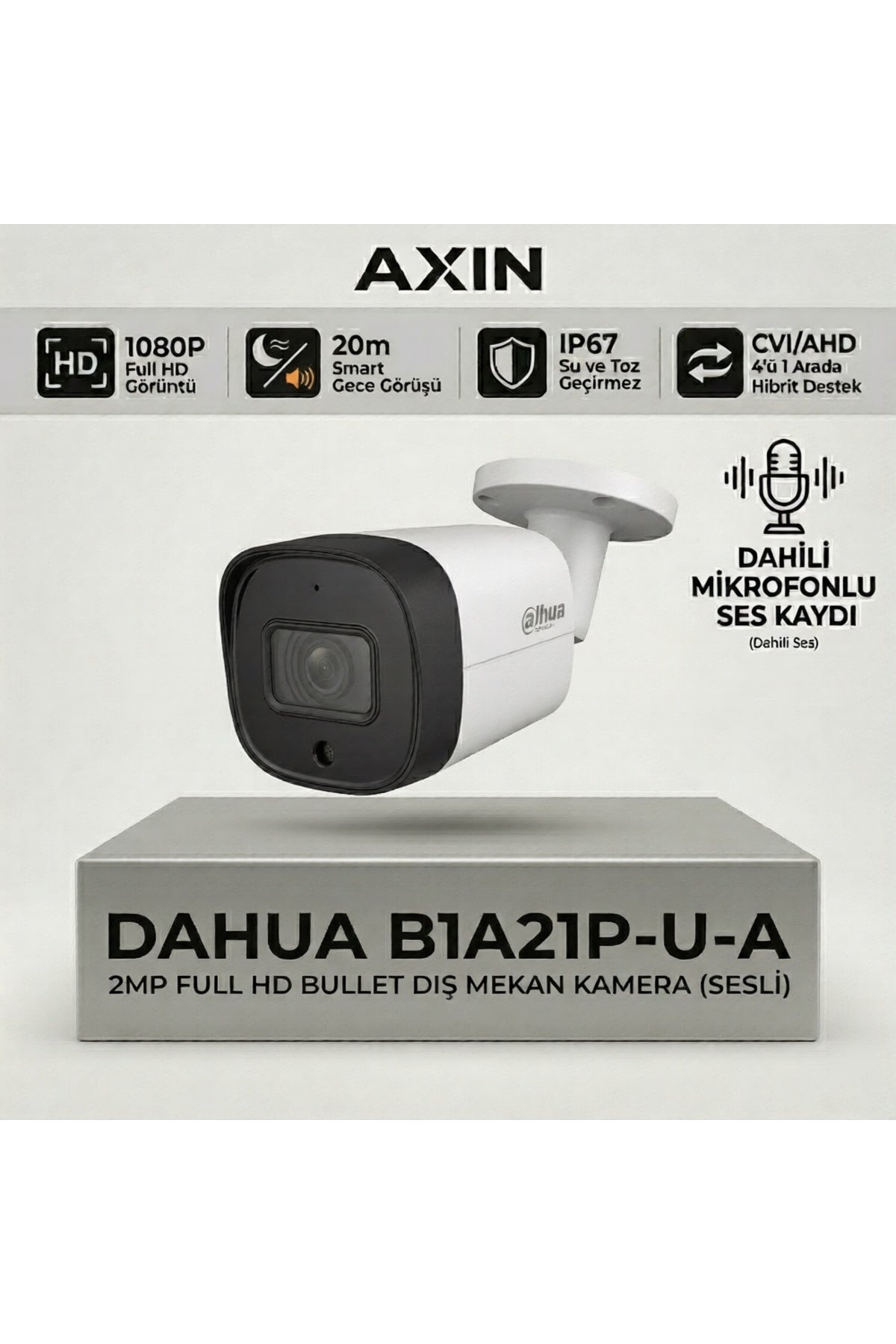 HAC-B1A21P-U-A 2MP Dahili Mikrofonlu Sesli Bullet Kamera