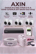 6 Kameralı Dome Renkli Gece Görüşlü Güvenlik Kamera Seti - Mikrofonlu (Sesli), 1 TB HDD, Yapay Zeka Yüz Tanıma