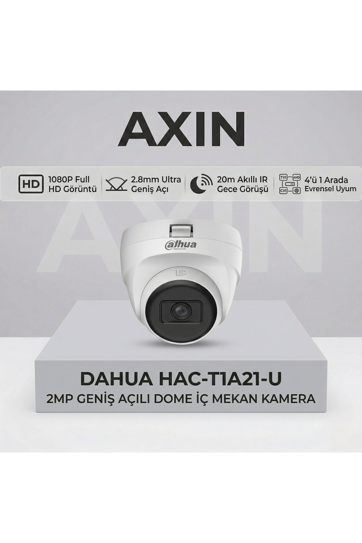 Dahua HAC-T1A21-U 2MP 1080P 20m Gece Görüşlü 2.8mm Ultra Geniş Açılı Dome Kamera