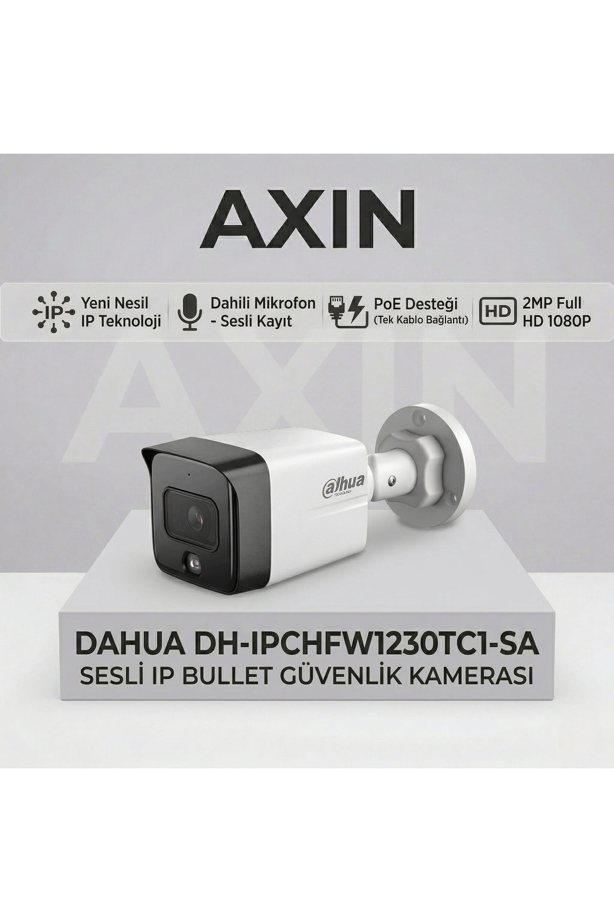 Dahua DH-IPCHFW1230TC1-SA 2MP Sesli PoE 30m Gece Görüşlü IP Bullet Güvenlik Kamerası