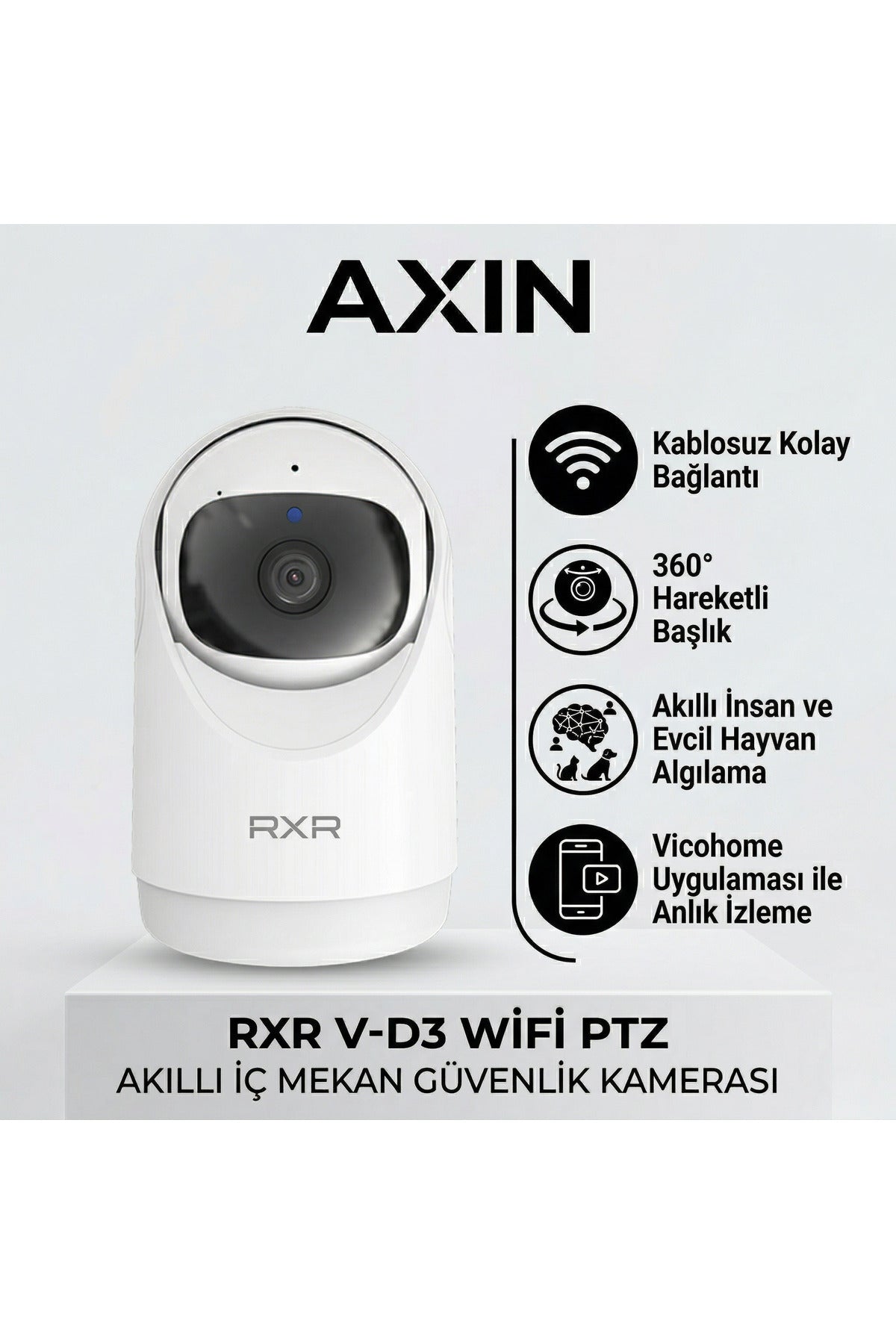 RXR V-D3 2MP WiFi 360° Hareketli İç Mekan Güvenlik Kamerası | Vicohome