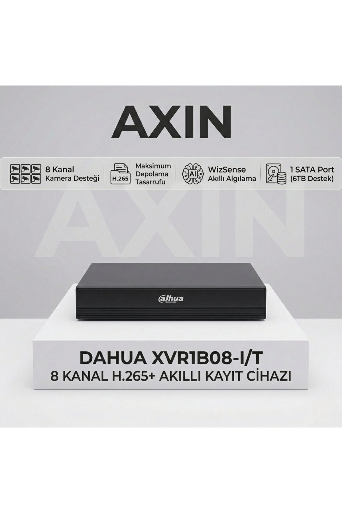 Dahua XVR1B08-I/T 8 Kanal H.265+ 1080N WizSense Akıllı Hibrit XVR Kayıt Cihazı