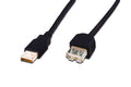 DIGITUS AK-300202-030-S USB 2.0 Uzatma Kablosu, USB A Erkek - USB A Dişi, 3 metre, AWG 28, USB 2.0 uyumlu, UL, siyah renk
