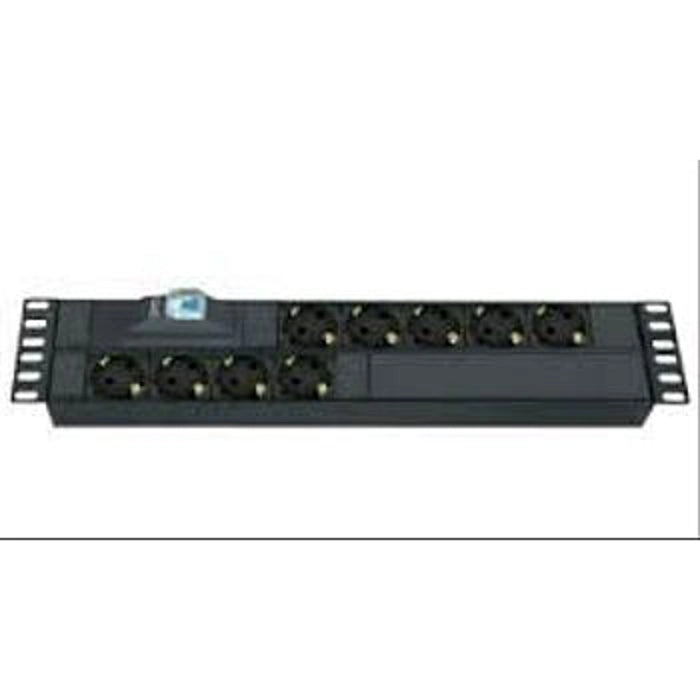 Lande LN-PRZ-SGT-2U9P-SC 9xDIN49440 Soketli Schuko Grup Priz, 19inç 2U, aluminyum profil gövdeli, 1x16A sigorta korumalı, 4000 Watt, 250V AC