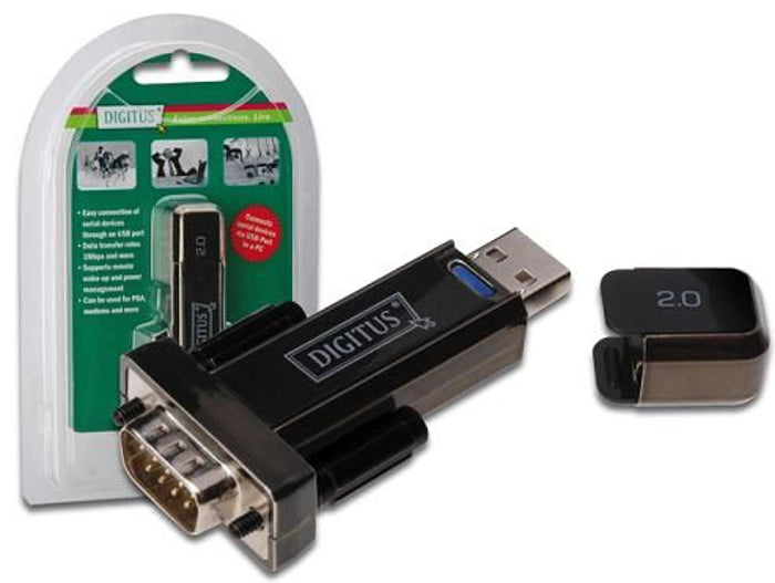 DIGITUS DA-70156 Digitus USB 2.0 <-> RS232 (Seri) Çevirici, USB A erkek - DB9 erkek, USB uzatma kablosu dahil