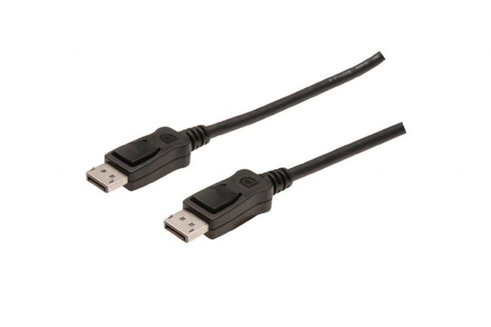 DIGITUS AK-340100-150-S DisplayPort Bağlantı Kablosu, DP Erkek - DP Erkek, 15 metre, kilit mekanizmalı, DP, 1.2 uyumlu, UL, siyah renk