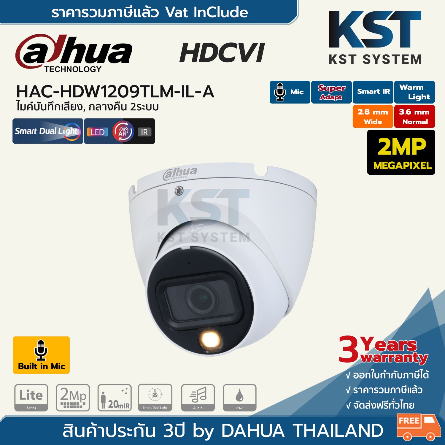 Dahua HAC-HDW1209TLM-IL-A 2MP HDCVI Dome Analog Güvenlik Kamerası Dış Mekan