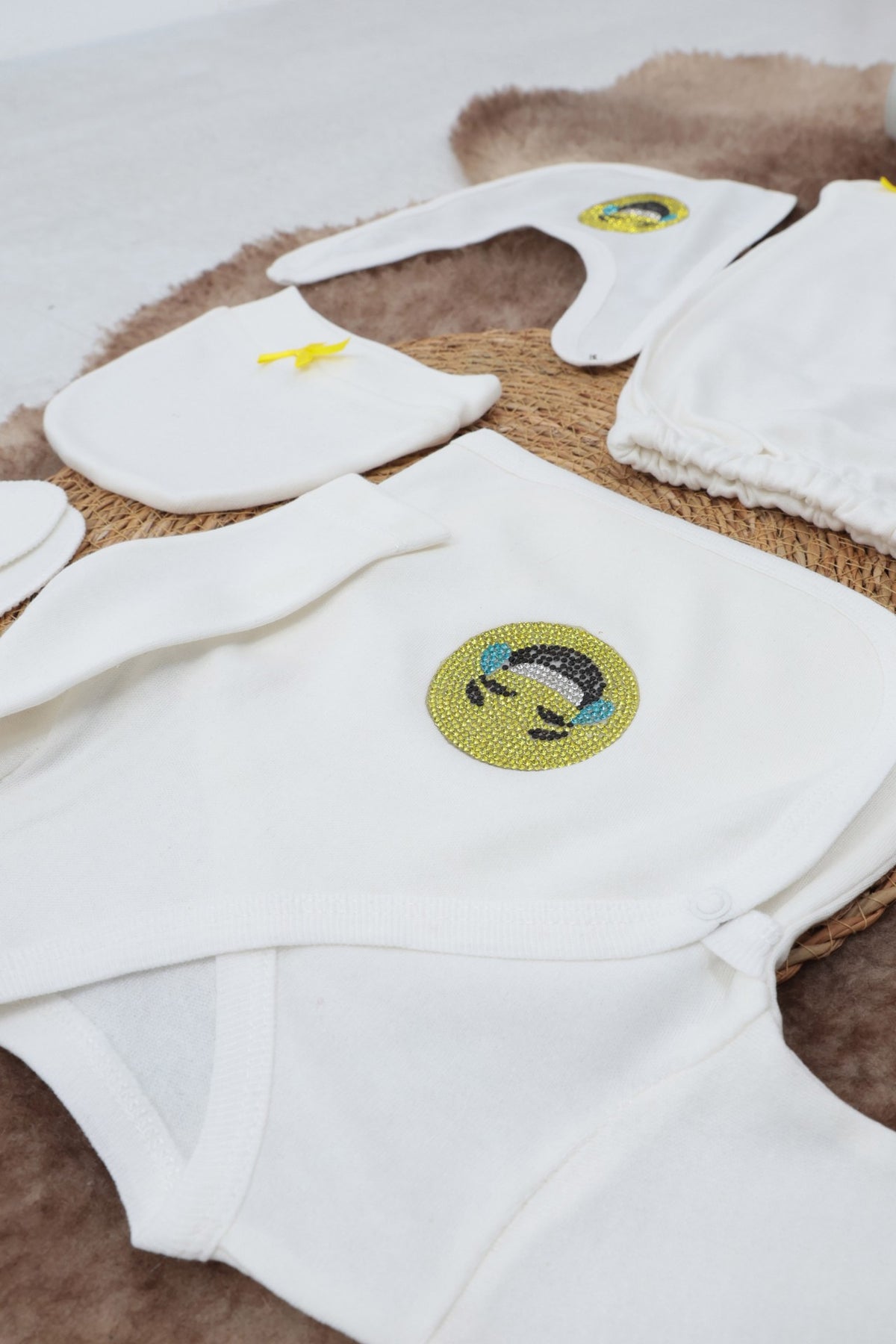 Sema Baby 5 Parça Gülen Surat Hastane Çıkışı Zıbın Seti 0-3 Ay