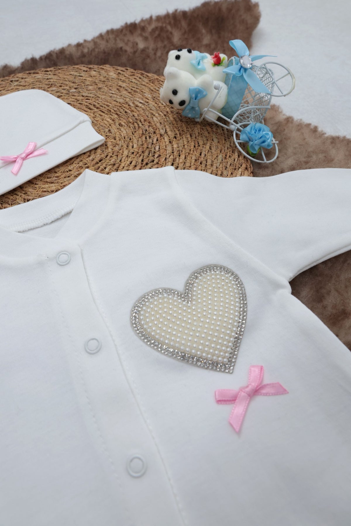 Sema Baby Pamuklu Bebek Tulum Seti 0-3 Ay - Love