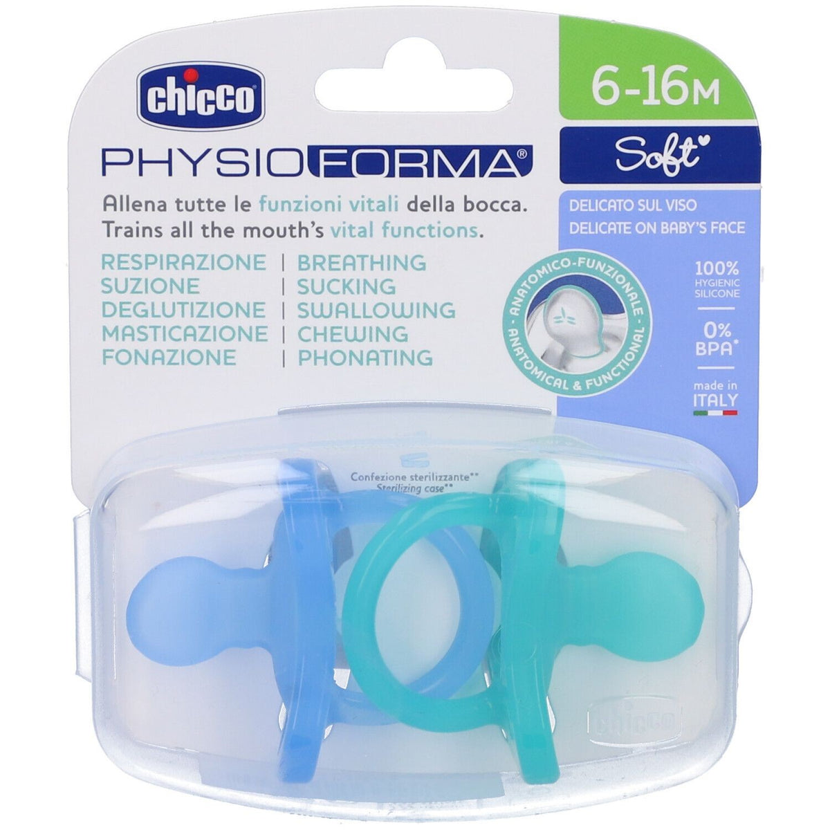 Chicco PhysioForma Soft 2'li Silikon Emzik 6-16 Ay Erkek