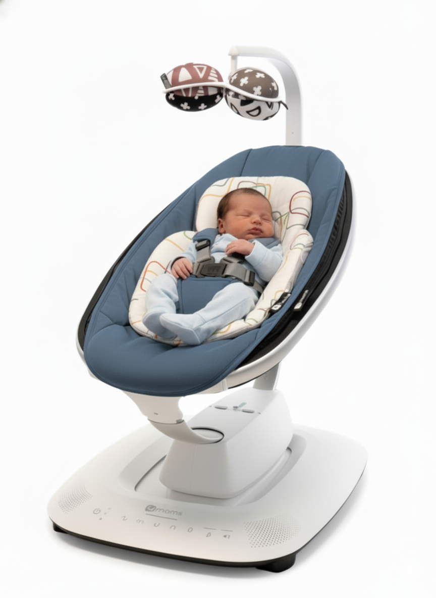 4moms Mamaroo 5.0 Elektrikli Ana Kucağı - Slate Blue + Yenidoğan Destek Pedi