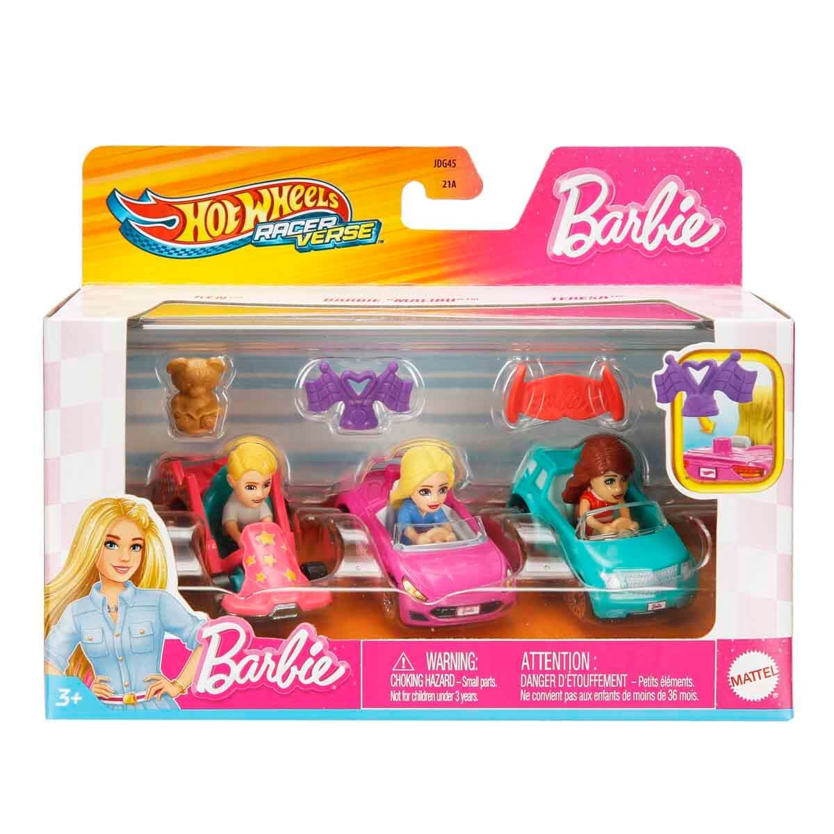 Hot Wheels Racerverse Barbie 3 lü Araba Seti JDG45