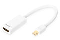 DIGITUS AK-340404-001-W Mini DisplayPort (DP) <-> Hdmi Adaptör Kablosu, mini DP Erkek - Hdmi tip A Dişi, 0.15 metre, DP 1.1a uyumlu, UL, beyaz renk