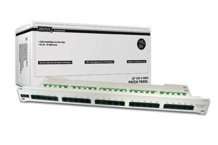 DIGITUS DN-91325-1 Digitus 19 Inch 25 port CAT-3 ISDN Patch Panel, Zırhsız