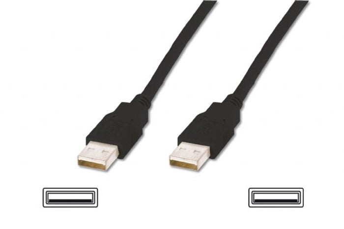 DIGITUS AK-300100-018-S USB 2.0 Bağlantı Kablosu, USB A Erkek - USB A Erkek, 1.8 metre, AWG 30, USB 2.0 uyumlu, UL, siyah renk