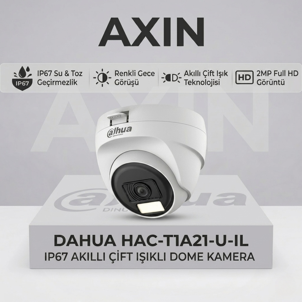 Dahua HAC-T1A21-U-IL 2MP Sesli Akıllı Çift Işıklı Renkli Gece Görüşlü 2.8mm Dome Kamera