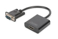 DIGITUS DA-70473 Digitus VGA <-> Hdmi Çevirici + Ses (3.5mm), Full HD (1080p), Kablolu, 15 cm, Siyah Renk