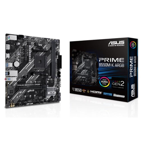 ASUS PRIME B550M-K ARGB DDR4 5100MHZ 1XHDMI 1XDP 2XM.2 USB 3.2 MATX AM4 (AMD AM4 5000/4000G/3000 SER