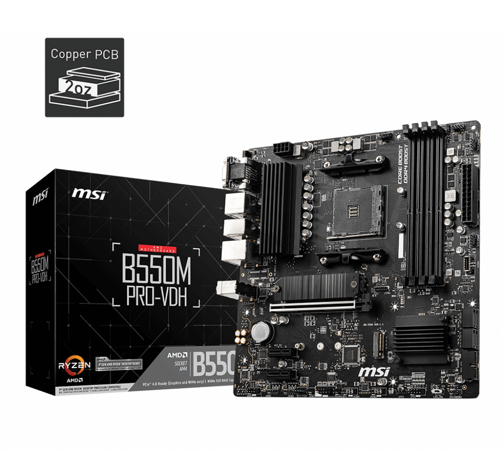 MSI B550M PRO-VDH DDR4 4400MHZ 1XVGA 1XHDMI 1XDP 2XM.2 USB 3.2 MATX AM4 (AMD 5000/4000G/3000 SERİLER