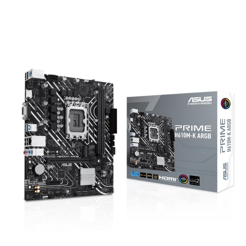 ASUS PRIME H610M-K ARGB DDR5 5600MHZ 1XVGA 1XHDMI 1XM.2 USB 3.2 MATX 1700P (12. / 13. VE 14. NESİL İ
