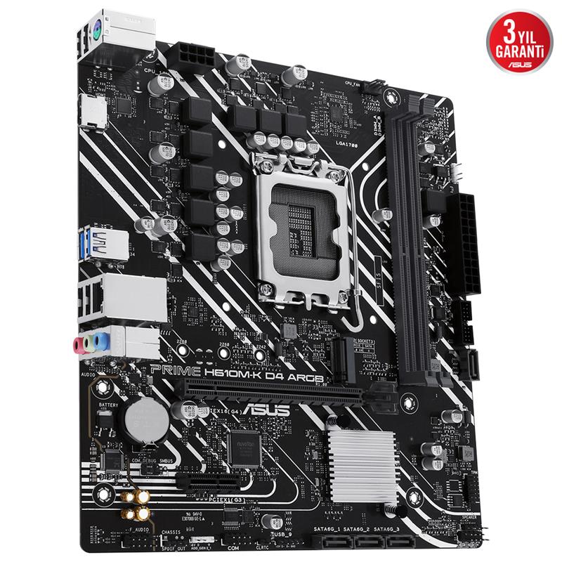 ASUS PRIME H610M-K D4 ARGB DDR4 3200MHZ 1XHDMI 1XM.2 USB 3.2 MATX 1700P (12. / 13. VE 14. NESİL İŞLE