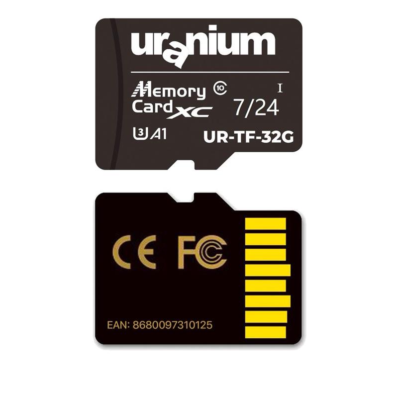 URANIUM 32GB UR-TF-32G MICRO SD CARD U3 7/24 SURVEILLANCE 100/40MBS INDUSTRIAL HAFIZA KARTI